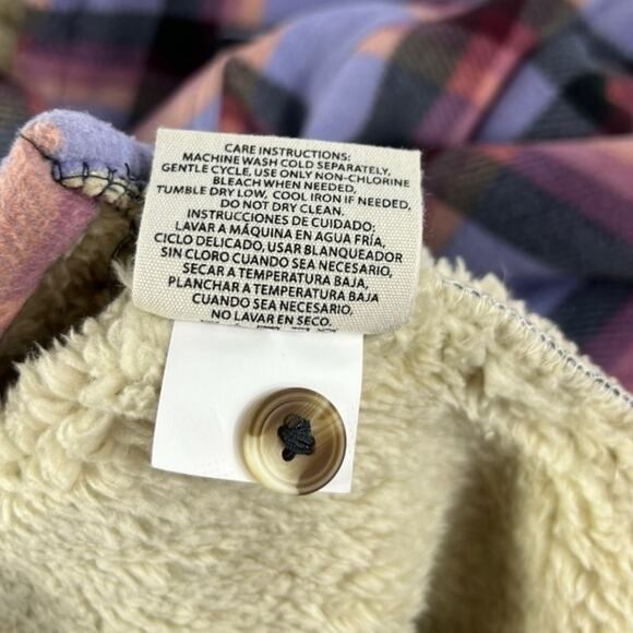 Sage Collective Sherpa Lined Plaid Shacket Size Large - Picture 5 of 7